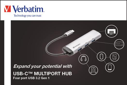 VERBATIM USB-C Multiport Hub 4 x USB 3.2, Silver (49147*10)