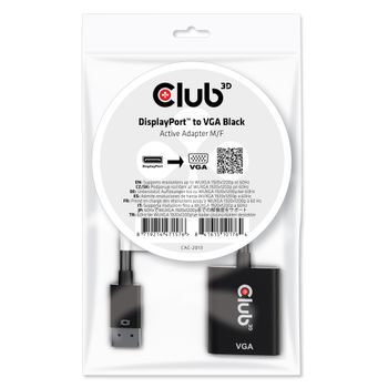 CLUB 3D DisplayPort 1.1A Male To VGA Female Active Adapter Black (CAC-2013)