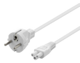 DELTACO device cable, straight CEE 7/7 - straight IEC C5, 0.5m, 3X0.75mm2, white