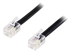 DELTACO modular cable, 4P4C (RJ9 / RJ10 / RJ22) to 4P4C (RJ9 / RJ10 / RJ22), 0.2m, black