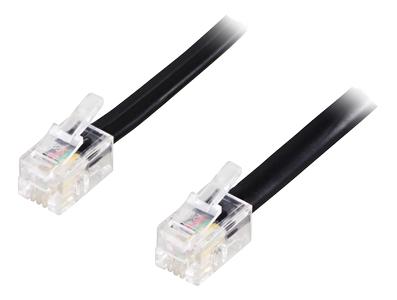 DELTACO modular cable, 4P4C (RJ9 / RJ10 / RJ22) to 4P4C (RJ9 / RJ10 / RJ22), 0.2m, black (DEL-154-20)