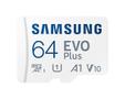 SAMSUNG EVO Plus MB-MC64KA - Flashgeheugenkaart (microSDXC-naar-SD-adapter inbegrepen) - 64 GB - A1 / Video Class V10 / UHS-I U1 / Class10 - microSDXC UHS-I - wit