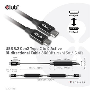 CLUB 3D USB 3.2 Gen 2 / DisplayPort 1.4 USB Type-C kabel 5m Sort (CAC-1535)