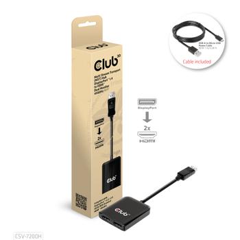 CLUB 3D MST HUB DP 1.4 TO 2 HDMI SUPPORTS UP TO 2x4K60HZ - USB POWERED (CSV-7200H)