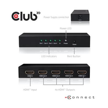 CLUB 3D HDMI Splitter  1 Eingang  -> 4 Ausgänge 4K60Hz UHD retail (CSV-1380)