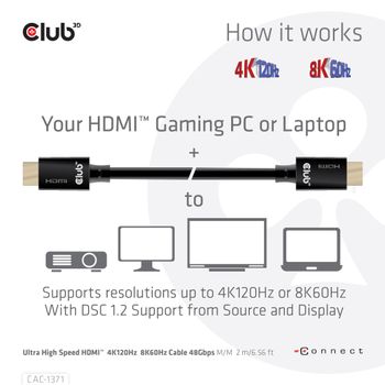 CLUB 3D Club3D HDMI 2.1 1M ULTRA HIGH SPEED 10K 120Hz (CAC-1371)