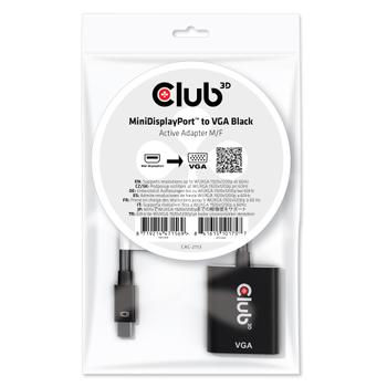 CLUB 3D Club3D Adapter MiniDisplayport > VGA aktiv St/Bu schwarz Polybeutel (CAC-2113)