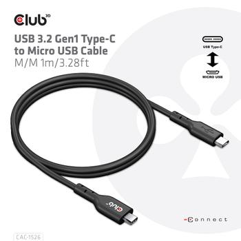 CLUB 3D USB 2.0 / USB 3.0 / USB 3.2 Gen 1 USB Type-C kabel 1m Sort  (CAC-1526)