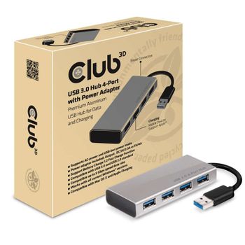 CLUB 3D CLUB3D USB 3.0 4-Port Hub with Power Adapter (CSV-1431)