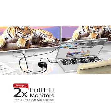 Club 3D SenseVision MST Hub USB Type C to DisplayPort 1.2 Dual Monitor - ekstern videoadapter (CSV-1545)