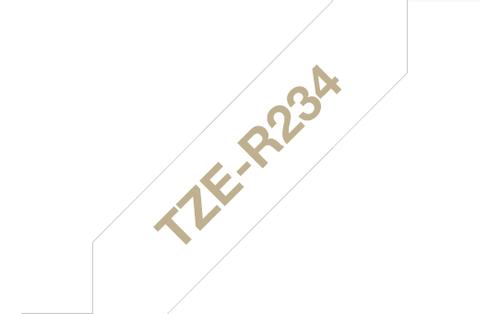BROTHER TZER234 12 mm bred_ tygband_ guld på vitt tygband (4 meter) (TZER234)