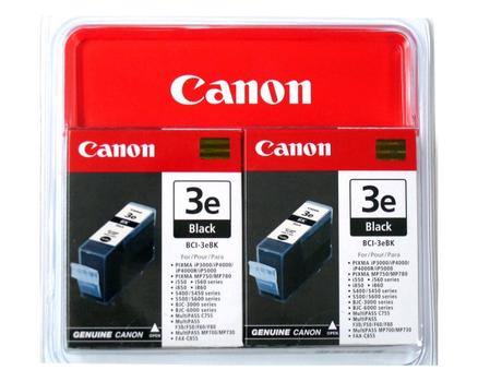 CANON BCI 3E Twin Black Pack - Blekkbeholder - 2 x svart - blister (4479A298)