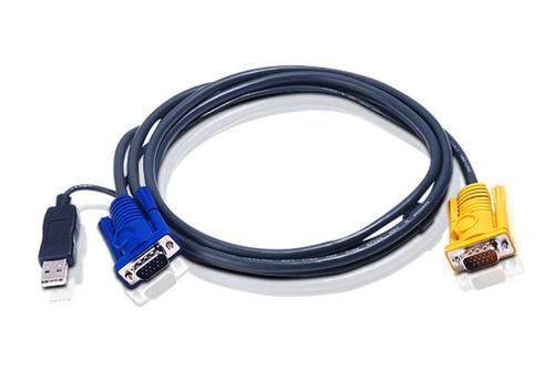 ATEN KVM-kablage,  SPHD15 ha till HD15 ha & USB Typ A ha, 2m (2L-5202UP)