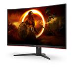 AOC Gaming C32G2AE/ BK - LED monitor - gaming - curved - 32" (31.5" viewable) - 1920 x 1080 Full HD (1080p) @ 165 Hz - VA - 250 cd/m² - 3000:1 - 1 ms - 2xHDMI, DisplayPort - speakers - black, red (C32G2AE/BK)