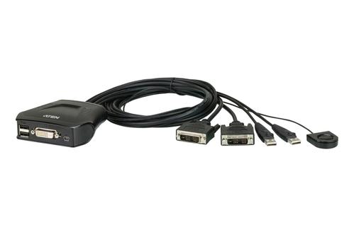 ATEN KVM-switch,  1 konsol styr 2 datorer, DVI-D/ USB,  med kablar, 0,9m (CS22D-AT)
