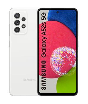 SAMSUNG Galaxy A52s 5G - 5G pekskärmsmobil - dual-SIM - RAM 6 GB / 128 GB - microSD slot - OLED-skärm - 6.5" - 2400 x 1080 pixlar - 4x bakre kameror 64 MP, 12 MP, 5 MP, 5 MP - front camera 32 MP - fantastisk  (SM-A528BZWDEUB)