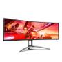 AOC Gaming AG493UCX - AGON Series - LED monitor - gaming - curved - 49" - 5120 x 1440 Dual Quad HD @ 120 Hz - VA - 550 cd/m² - 3000:1 - DisplayHDR 400 - 1 ms - 2xHDMI, 2xDisplayPort,  USB-C - speakers - (AG493UCX2)