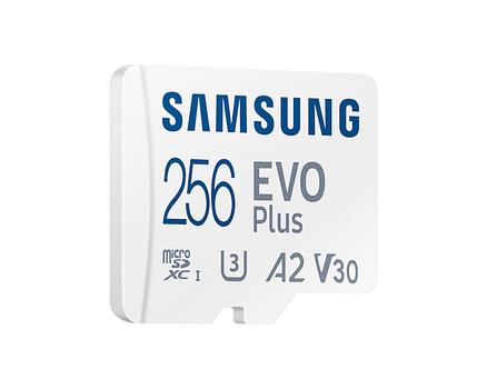 SAMSUNG EVO Plus MB-MC256KA - Flashgeheugenkaart (microSDXC-naar-SD-adapter inbegrepen) - 256 GB - A2 / Video Class V30 / UHS-I U3 / Class10 - microSDXC UHS-I - wit (MB-MC256KA/EU)