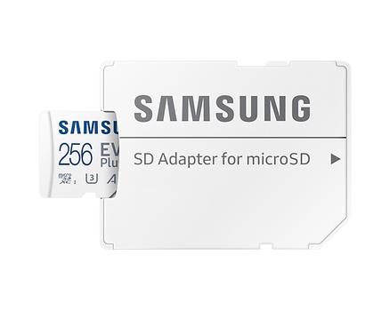 SAMSUNG EVO Plus MB-MC256KA - Flashgeheugenkaart (microSDXC-naar-SD-adapter inbegrepen) - 256 GB - A2 / Video Class V30 / UHS-I U3 / Class10 - microSDXC UHS-I - wit (MB-MC256KA/EU)