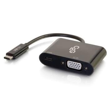 C2G USB C to VGA Video Adapter w/ Power Delivery - USB Type C to VGA Black - Extern videoadapter - USB-C - VGA - svart (80494)