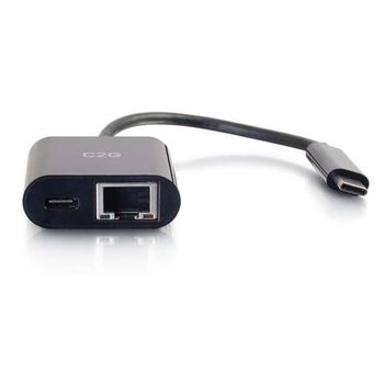 C2G G USB C to Ethernet Adapter With Power Delivery - Black - Network adapter - USB-C - Gigabit Ethernet x 1 - black (82408)