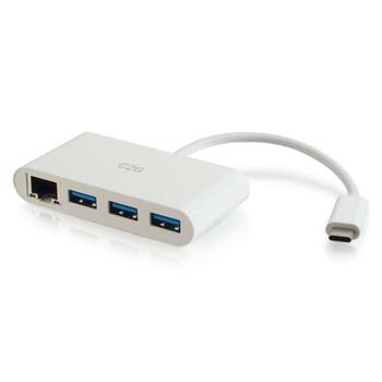 C2G USB-C Ethernet and 3-Port USB Hub White (29746)