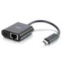 C2G USB-C Ethernet Adapter W/Power Black (82408)