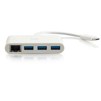 C2G USB-C Ethernet and 3-Port USB Hub White (29746)