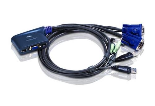 ATEN KVM-switch,  1 konsol styr 2 datorer, USB, kompl. med kablage (CS62US-AT)