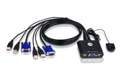 ATEN KVM-switch, 1> 2, USB, kaapeleilla 0,9m