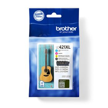 BROTHER LC421VAL 4pack Ink Cartridge up to 500 pages with DR Security Tag (LC421XLVALDR)