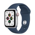 APPLE Watch SE GPS + Cellular, 40mm Silver Aluminium Case with Abyss Blue Sport Band - Regular (MKQV3KS/A)
