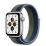 APPLE Watch SE GPS + Cellular, 40mm Silver Aluminium Case with Abyss Blue/Moss Green Sport Loop