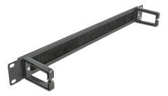DELOCK Cable Management Brush Strip with 2 hooks - Stativkabeladministrationspanel med børste - sort - 1U - 19"