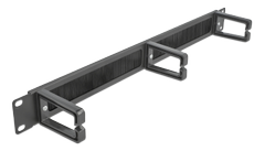 DELOCK Cable Management Brush Strip with 3 hooks - Stativkabeladministrationspanel med børste - sort - 1U - 19"