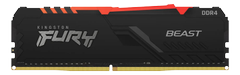 KINGSTON FURY Beast RGB - DDR4 - module - 16 GB - DIMM 288-pin - 3600 MHz / PC4-28800 - CL18 - 1.35 V - unbuffered - non-ECC - black