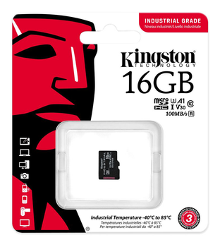 KINGSTON 16GB MICROSDHC INDUSTRIAL C10 A1 PSLC CARD SINGLE PACK W/O ADAPTER (SDCIT2/16GBSP)