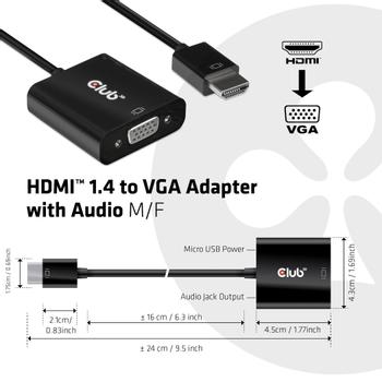 CLUB 3D Club3D Adapter HDMI 1.4 > VGA (mit Audio) St/Bu retail (CAC-1302)