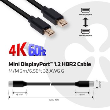 CLUB 3D CLUB3D MINI DP 1.2 HBR2 CABLE 2m (CAC-2161)