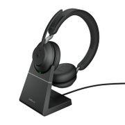 JABRA a Evolve2 65 MS Stereo - Headset - on-ear - Bluetooth - wireless - USB-A - noise isolating - black - with charging stand - Certified for Microsoft Teams