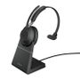 JABRA a Evolve2 65 UC Mono - Headset - on-ear - convertible - Bluetooth - wireless - USB-A - noise isolating - black - with charging stand