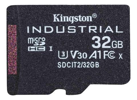 KINGSTON Industrial - Flash memory card (microSDHC to SD adapter included) - 32 GB - A1 / Video Class V30 / UHS-I U3 / Class10 - microSDHC UHS-I (SDCIT2/32GB)