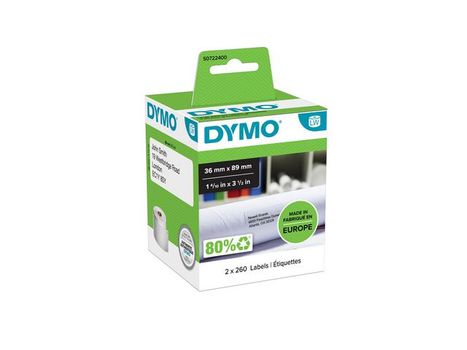 DYMO Large Address Labels 89mm x 36mm / 2 x 260 labels (S0722400)