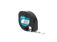LT-TAPE 12MM/4M BLACK ON WHITE PLASTIC