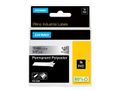 DYMO o Rhino Tape Permanent Polyester 19mm Black on metallic 18487