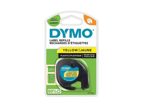 DYMO S0721620 91202 LetraTAG Plastic tape [12mm x 5.5m Vinyl Yellow] (S0721620)