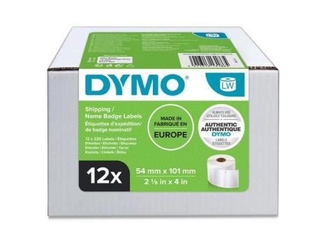 DYMO LabelWriter rahtitarra, 101x54mm,  valk, 12-pakk(2640 kpl) (S0722420)