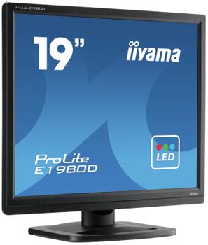 IIYAMA ProLite E1980D-B1 - LED monitor - 19" - 1280 x 1024 @ 60 Hz - TN - 250 cd/m² - 1000:1 - 5 ms - DVI, VGA - matte black (E1980D-B1)