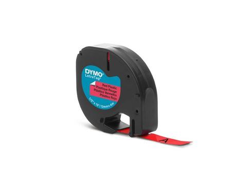 DYMO LetraTag muoviteippi,  punainen, 12mm, 4m - 91223 (S0721680)