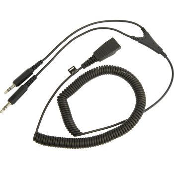 JABRA QD Cord to 2x 3,5mm pin plug coiled 0,5 - 2 meters for GN2100 GN2000 GN2200 (8734-599)